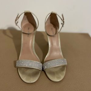 Golden heels with silver rhinestones